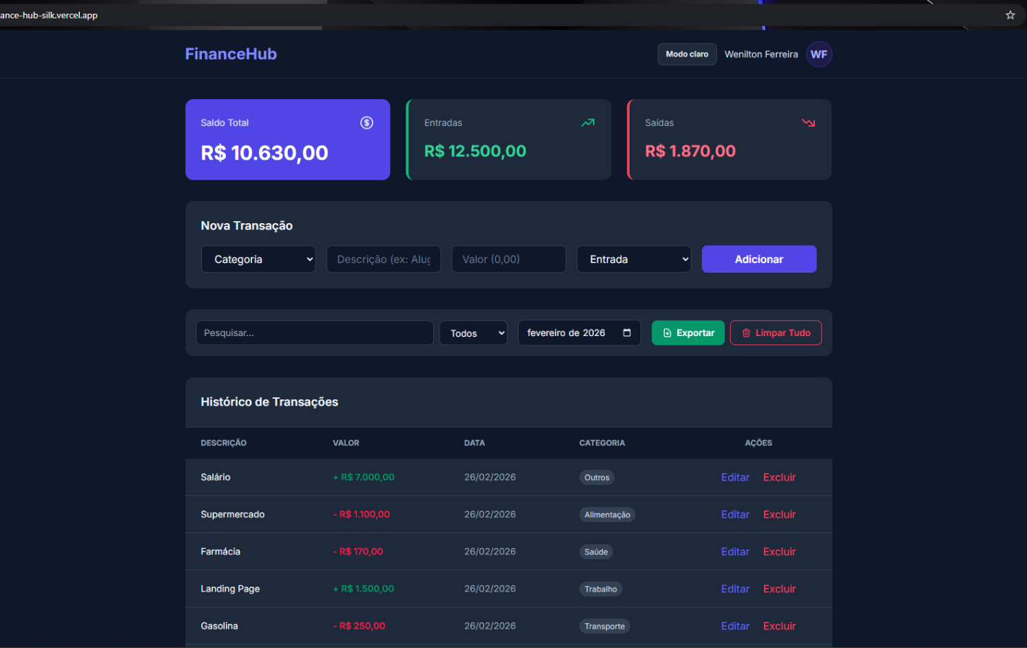 Preview do Projeto X